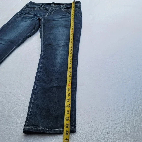 Absolutely Famous Skinny Jeans Women Sz 14 Dark Wash Stretch Embroidered Pocket - Picture 5 of 7